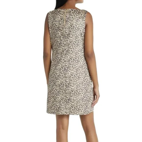 Tommy Bahama Darcy Leopard Print Shift Dress Large Golden Honey Faux Suede - Picture 4 of 9